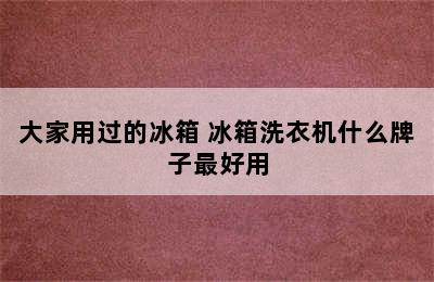 大家用过的冰箱 冰箱洗衣机什么牌子最好用